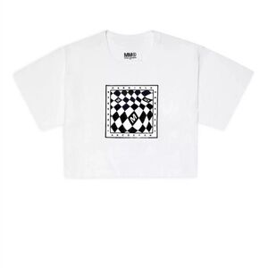 MM6 MAISON MARGIELA Girls Cropped Logo Print T-Shirt|10